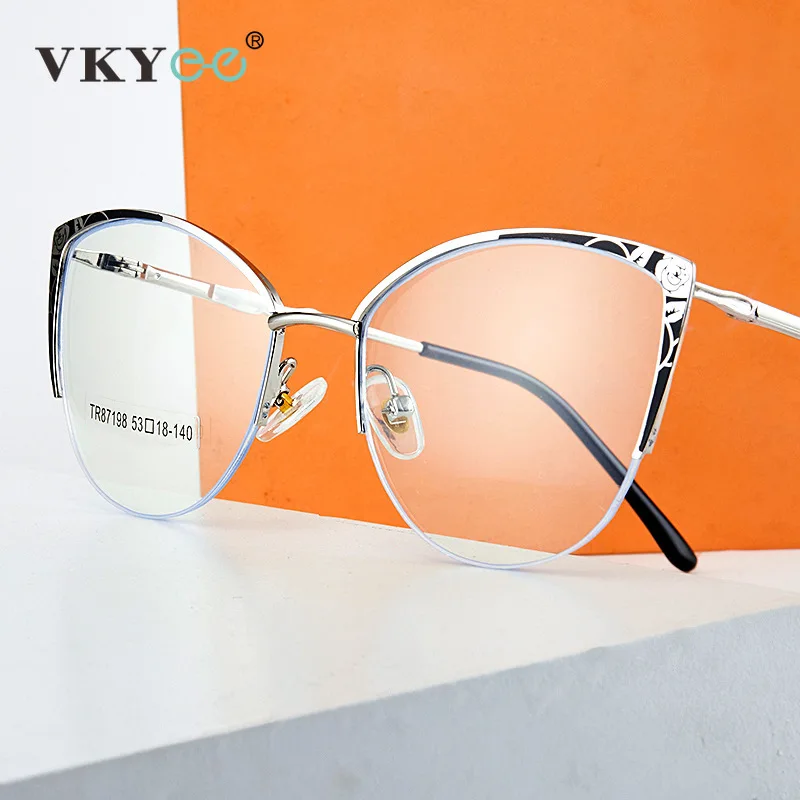 VICKY Fashion Large Frame Personalized Cat's Eye Design Women's Anti-Blue Light Reading Eyeglasses Customizable Prescription