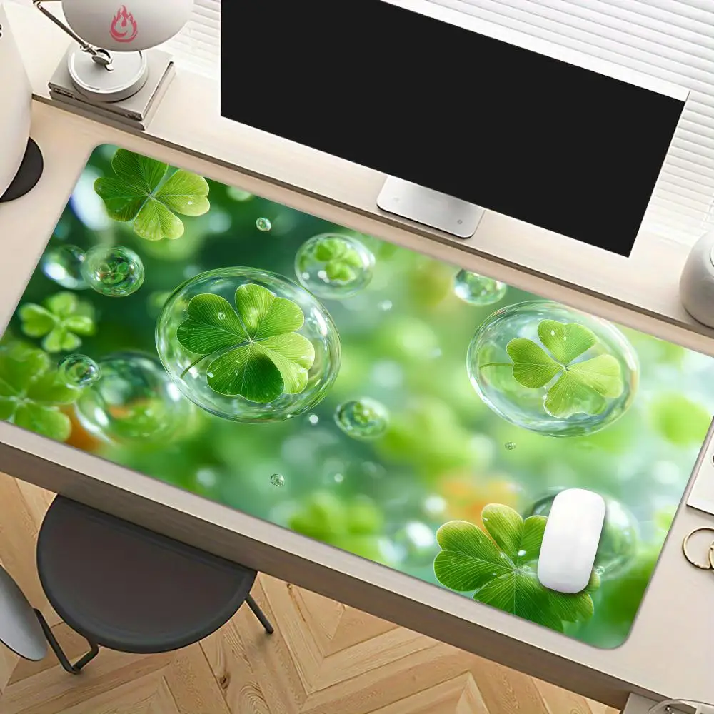 Green lucky clover Mouse Pad Desk Mat Large Computer Office Carpet XXL Mousepad Gamer Gaming PC Accessories Keyboard Rug