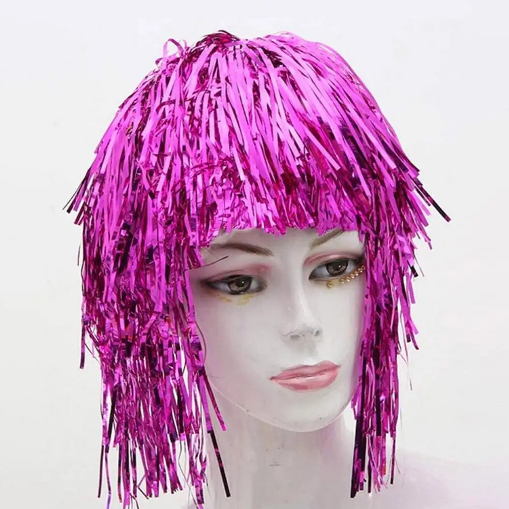 28cm Shiny Party Wig Cosplay Disco Foil Tinsel Adults Metallic Party Supplies  Aluminum Foil Metal Wire Wig Festive Decoration