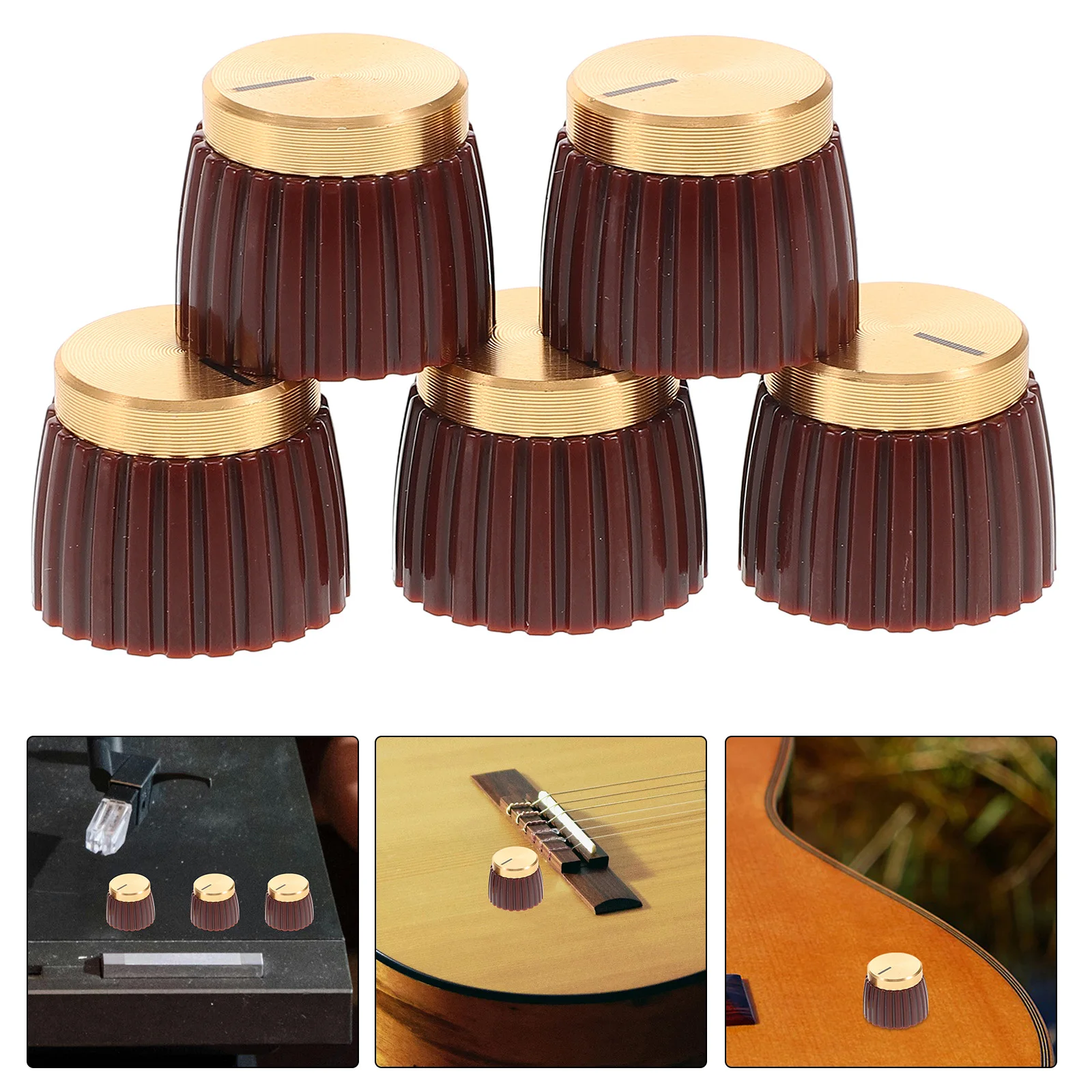

5 Pcs Knob Cap Dome Knobs Bass Aluminum Alloy Audio Potentiometer Control for Amplifier Effect Pedal Major