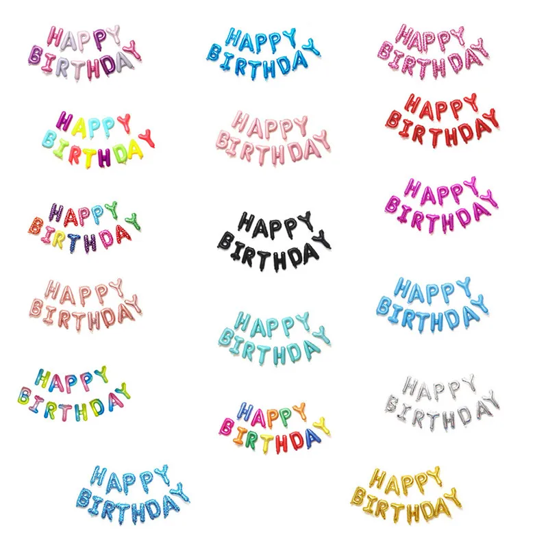 ハッピーバースデーデコレーションバルーンピンクブルーレターホイルバルーンセット誕生日パーティーの装飾エアグロボスバロニーアニヴェルセル