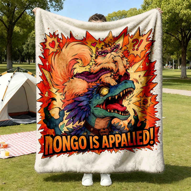 Mongo Is Appalled Comfy Blanket, Princess Donut and Mongo Flannel Blanket, Dungeon Crawler Carl DCC LitRPG Fantasy Book