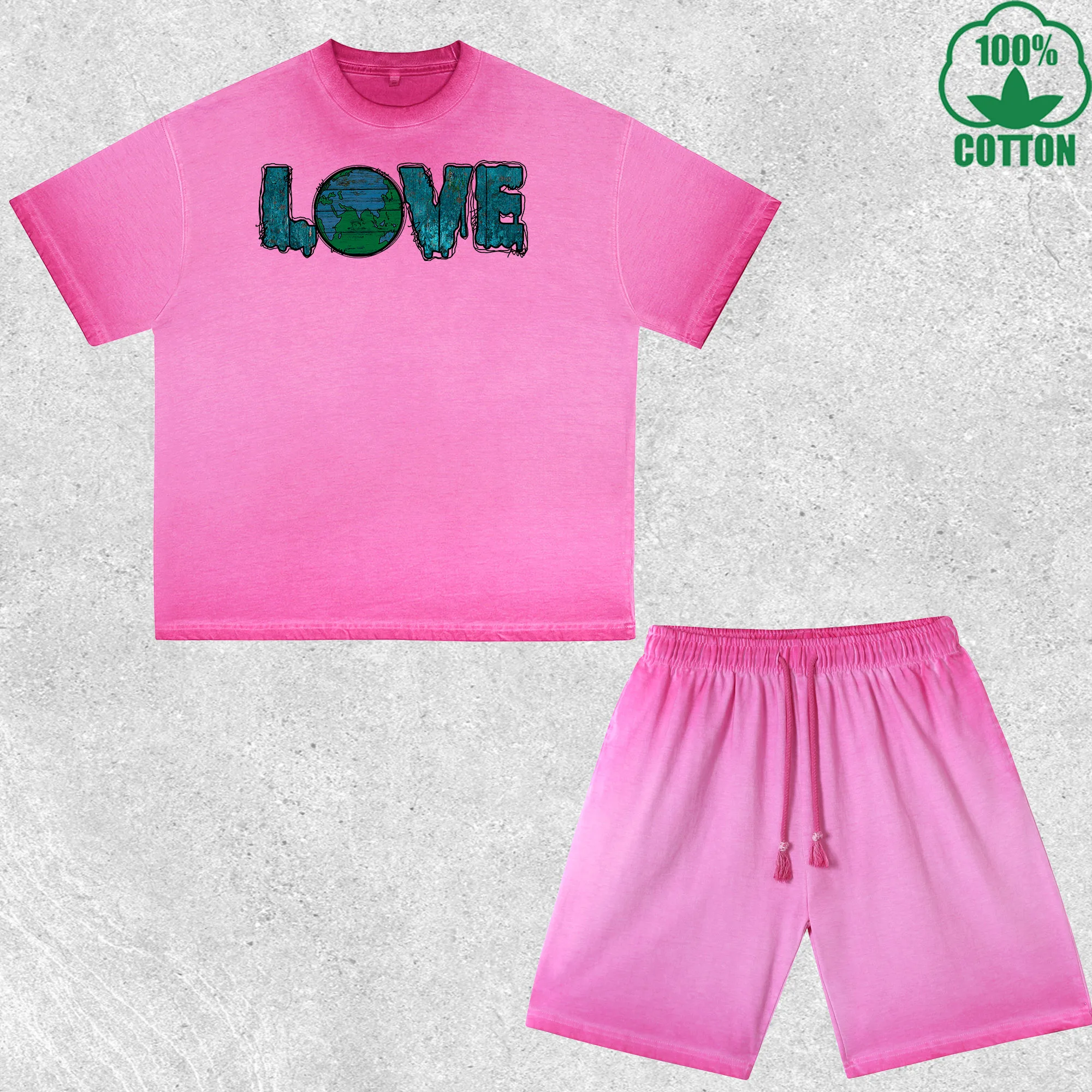 

Be Kind Earth Day Printed Dirty Wash T-Shirt Shorts Set Multicolor Combo Loose Trendy Fashionable 100%Cotton Short Value Pack