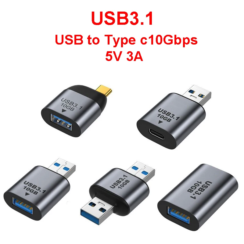 USB C to USB 3.1 Adapter 10Gbps USB A to USB C Adapter USB C Male to USB 3.0 A Female Adapter for Laptop PC Charger Power Bank