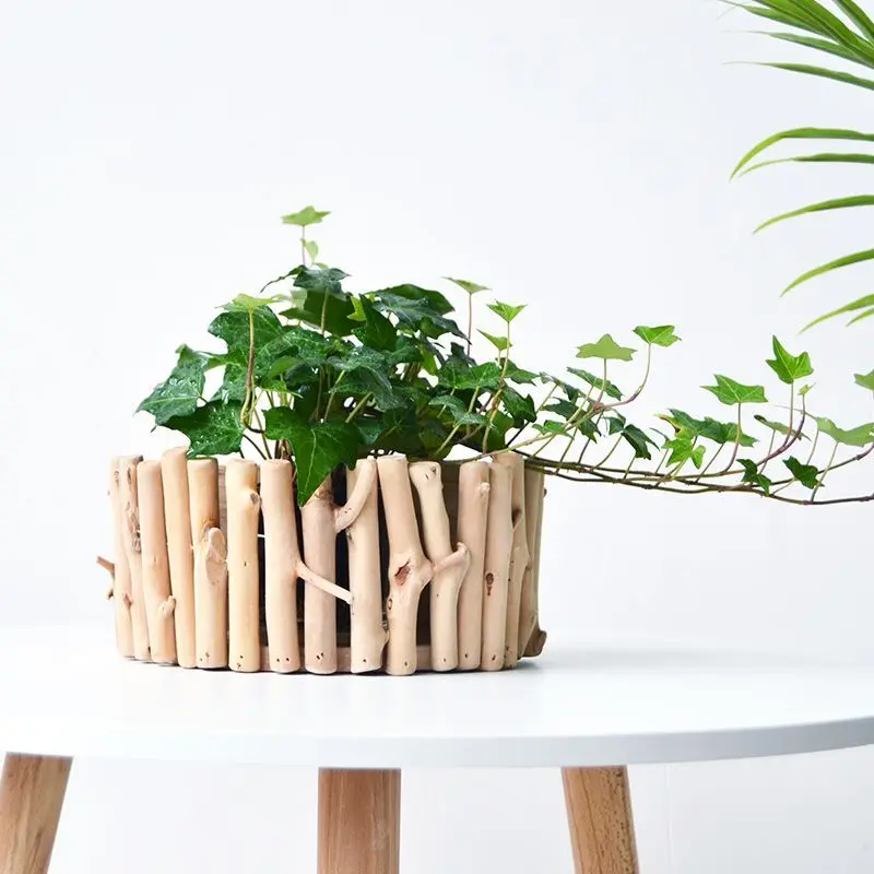 Makramee-Pflanzenaufhänger, Wandbehang, Korb, Simulation, Rattan, Boho-Hängepflanzer für drinnen und draußen, Heimdekoration, Garten