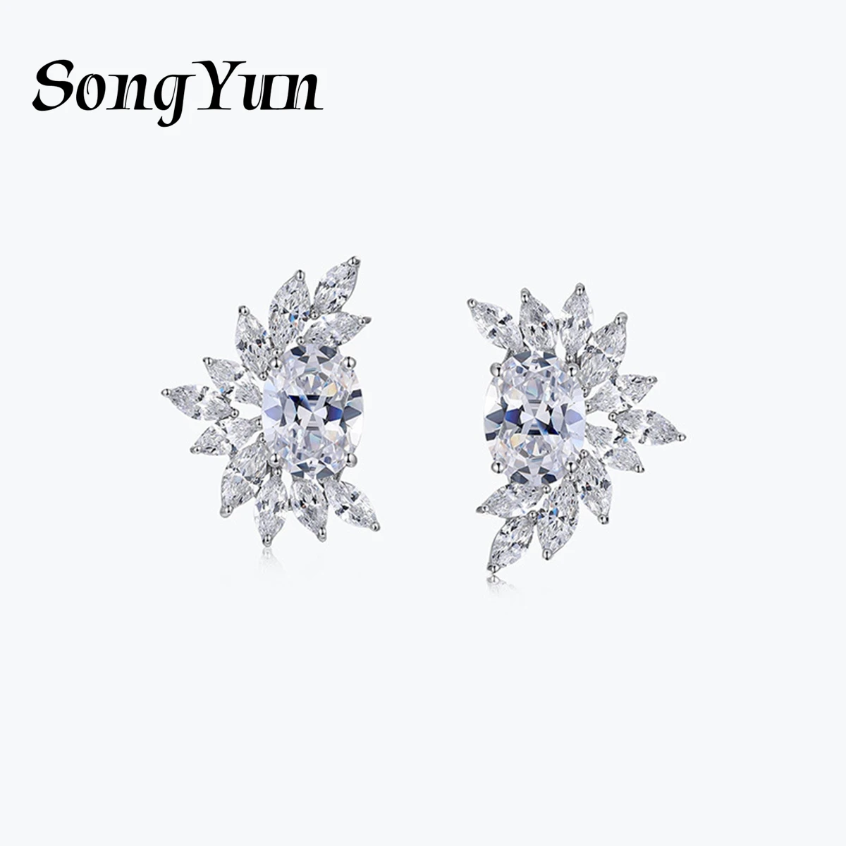 

SongYun Jewelry 925 Sterling Silver Earring HCD Gemstones HCD Diamond Designer Eternal 925 Sterling Silver Studs Accessories