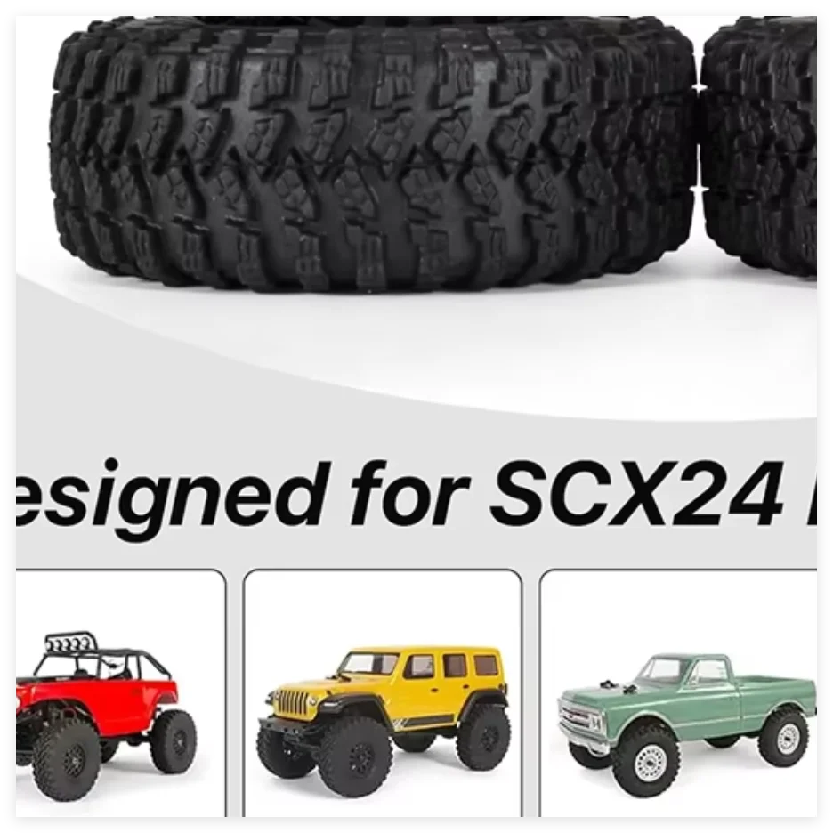 AUSTARHOBBY 1.0 inch RC Tires 4pcs Rubber Wheel Tyre Set 7mmHex  for 1/18 TRX4M 1/24 Axial SCX24 RC Crawler Car Upgrade Parts