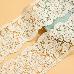 2 Yards Hot Sale Beige Cotton Lace Trim Fabric Venice Flower Fancy Lace Patch Trim Ribbon Lace DIY Accessories