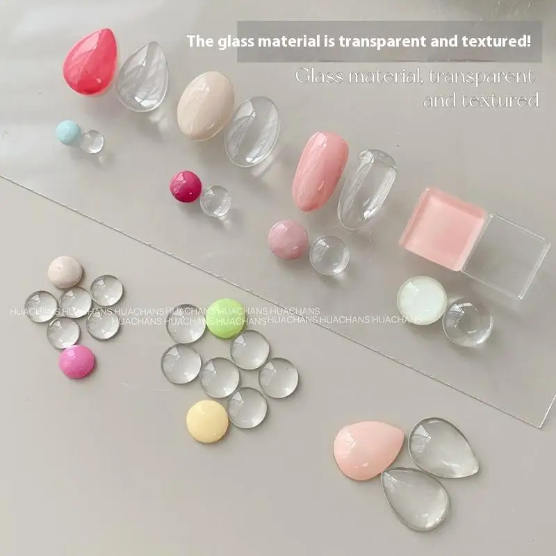 Mini cartão de cor de vidro para manicure, cartão de cor de feijão, placa de cola para esmalte de unhas, alta transparência, 3d, ferramenta de manicure com contas redondas