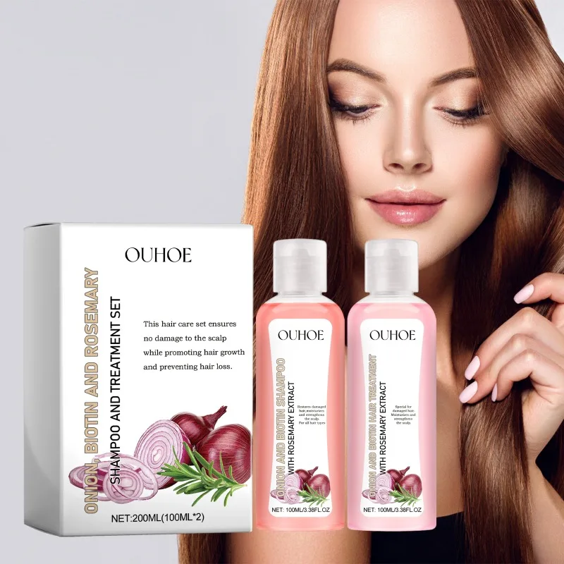 Shampoo & Conditioner Hair Care Set Onion Biotin and Rosemary Deep Cleansing Nourishing Shampoo For Hair Shine Smooth Densely
