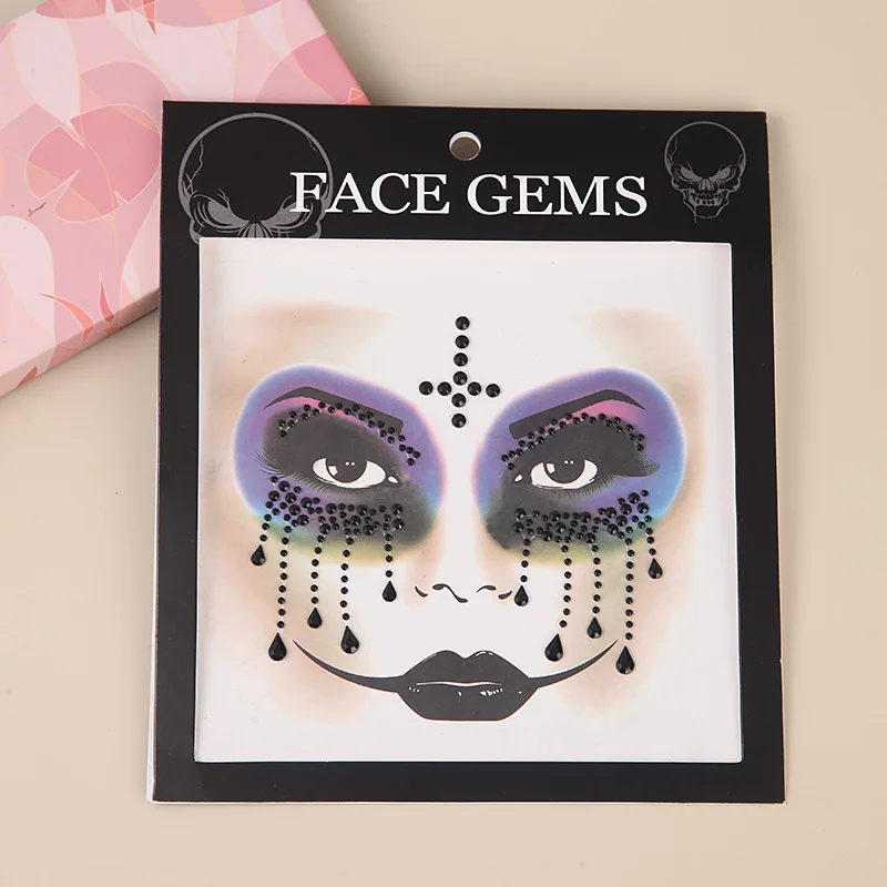 Halloween Stage Performance Face Decoration Rhinestone Temporary Tattoo Sticker Face Gem DIY Brow Diamond Party Face Jewelry