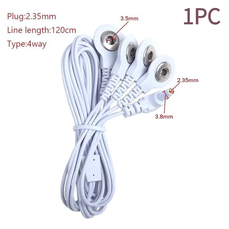 1PC 4 Way 2.35mm Plug Electrode Wire For Tens EMS Massager Electrical Nerve Muscle Stimulator Electrode Cable Line Wire.