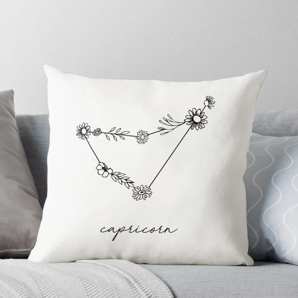 Capricorn Zodiac Wildflower Constellation Throw Pillow Sofa Pillow Cover Cushion Cover For Sofa Pillow