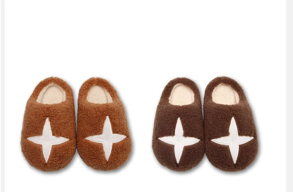 Unisex Warme Plüsch-Hausschuhe mit Sternenmuster, Rutschfeste Flauschige Fleece-Gefütterte Indoor-Hausschuhe für Damen, Pilz-Hausschuhe – Detail 5