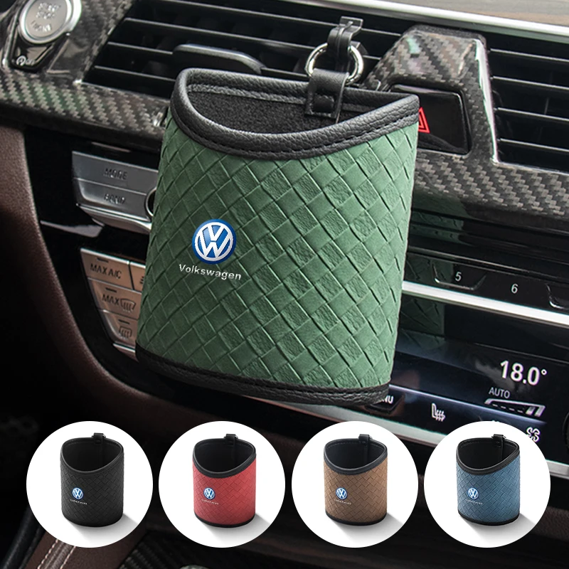 

For VW Leather Car Air Conditioning Vent Storage Bag Organizer GTI Polo Golf Passat Tiguan Arteon Touareg CC Taigo Caddy Jetta