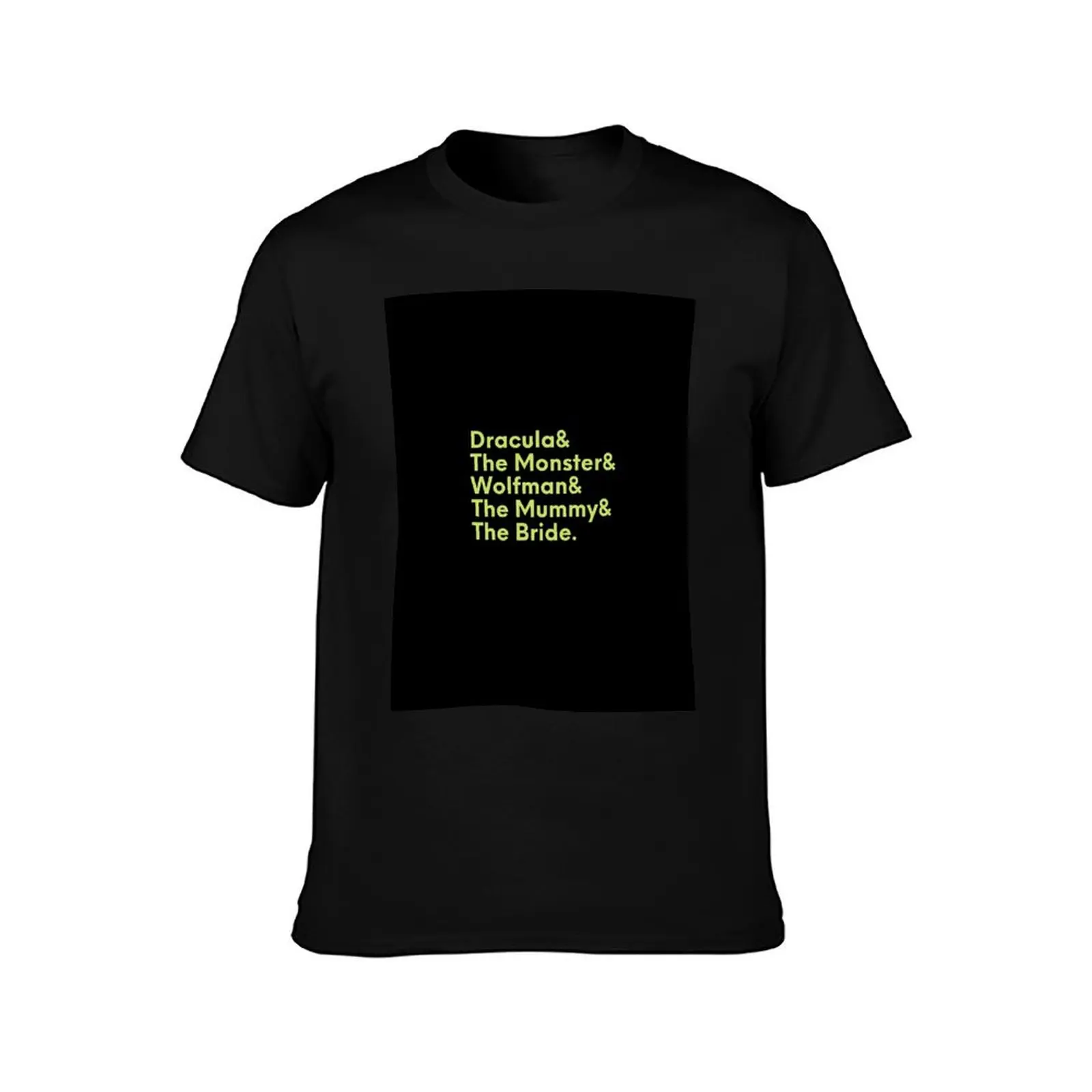 Dracula, Frankenstein's Monster, The Mummy, Wolfman & Bride of Frankenstein Universal Monsters Halloween Art T-Shirt