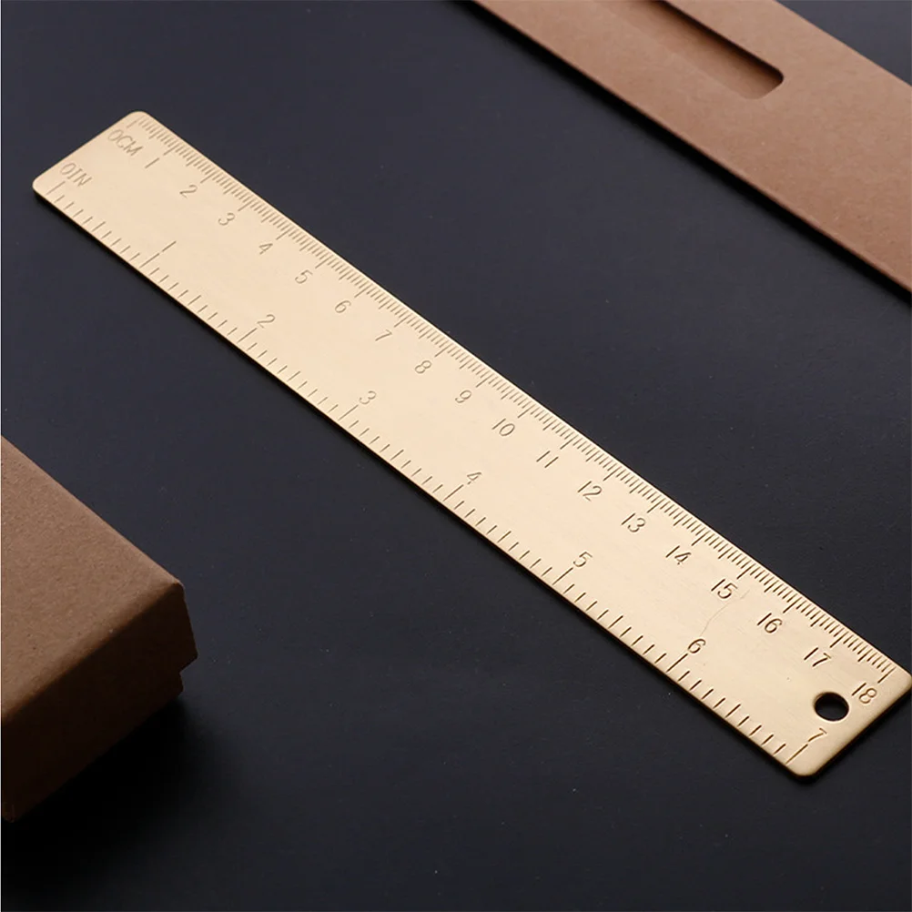 مسطرة إشارة مرجعية معدنية مسطرة مستقيمة من النحاس للقراءة والقياس أدوات الصياغة مستلزمات مدرسية للطلاب مزدوجة