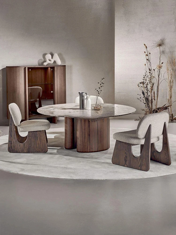 Medieval style solid wood dining chair high-end household simple restaurant back chair