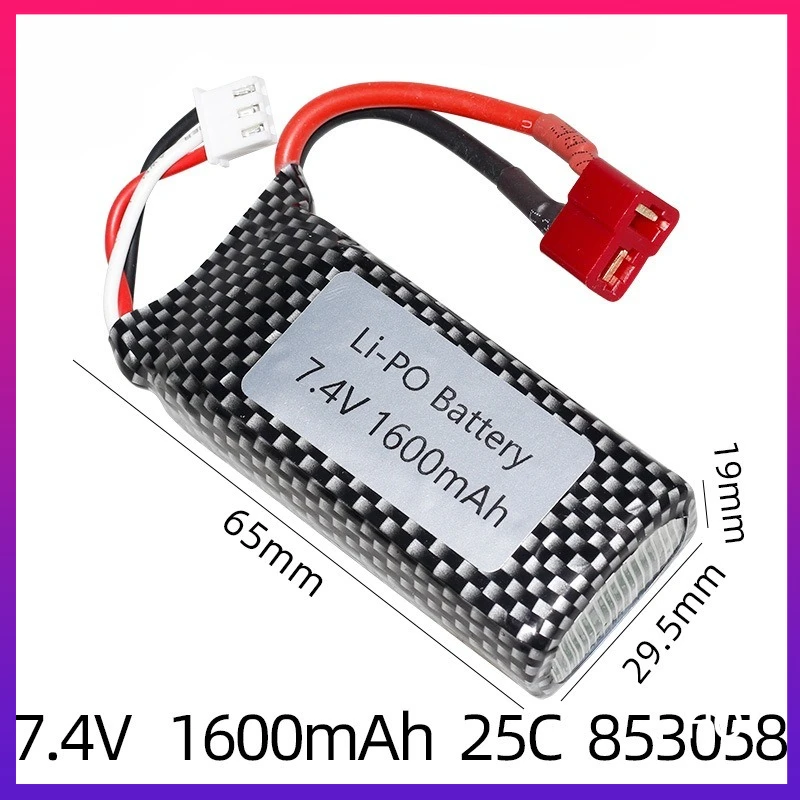 

7.4V 1600mAh LiPo Battery for 9125 RC Car - Rechargeable Remote Control Car Spare Parts (XLH 9125 Compatible)