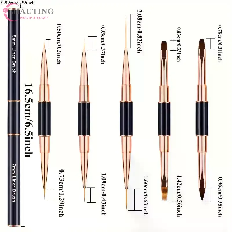 5 Pcs/set  Double-Ended Nail Art Brushes Liner Detail Thin Brushes Nail Drawing Pen 3D Nail Art Decorations At Home DIY Manic