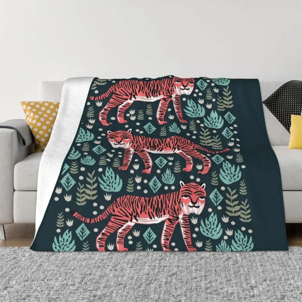 Safari Tiger by Andrea Lauren Throw Blanket Sofa Flannel Fabric Tourist Designers Blankets