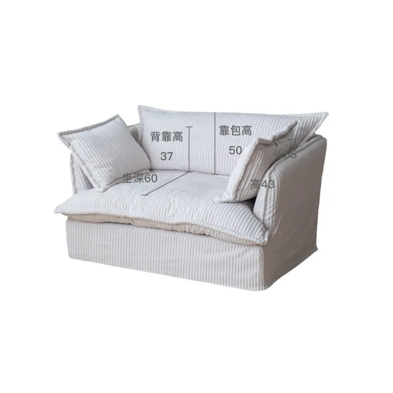 

Living Room Bedroom Fabric Long Hair Corduroy Lazy Cream Wind Sitting Deep Single Sofa