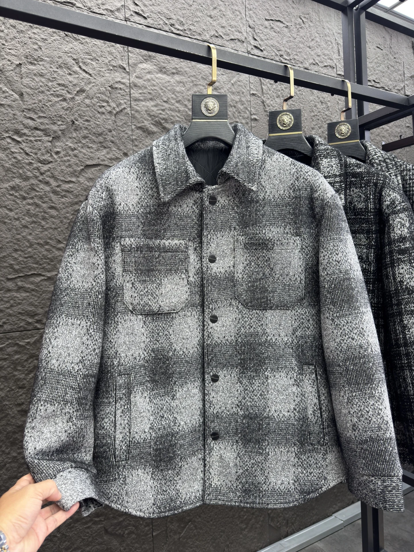 معطف صوفي من Thiened كاجوال منقوش مريح دافئ مبطن من القطن للرجال معطف طويل بطول الوقوف من Faion Urban Sle