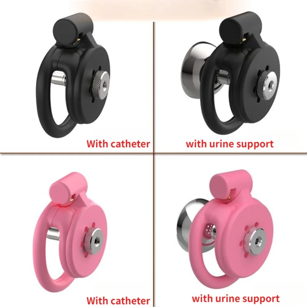 Resin Positive/Negative Male Chastity Lock Flat Cock Cage with 4 Size Rings Metal Urethral Catheter BDSM Sissy Sex Toys for Men - view 3