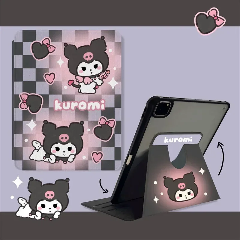 MINISO Kuromi Cartoon Glaid Apple Ipad Case Pro 11 12.9 Protective Case Ipad 2020 2022 10.9 10.2 Inch Cover MIini 6 Air 3 4 5