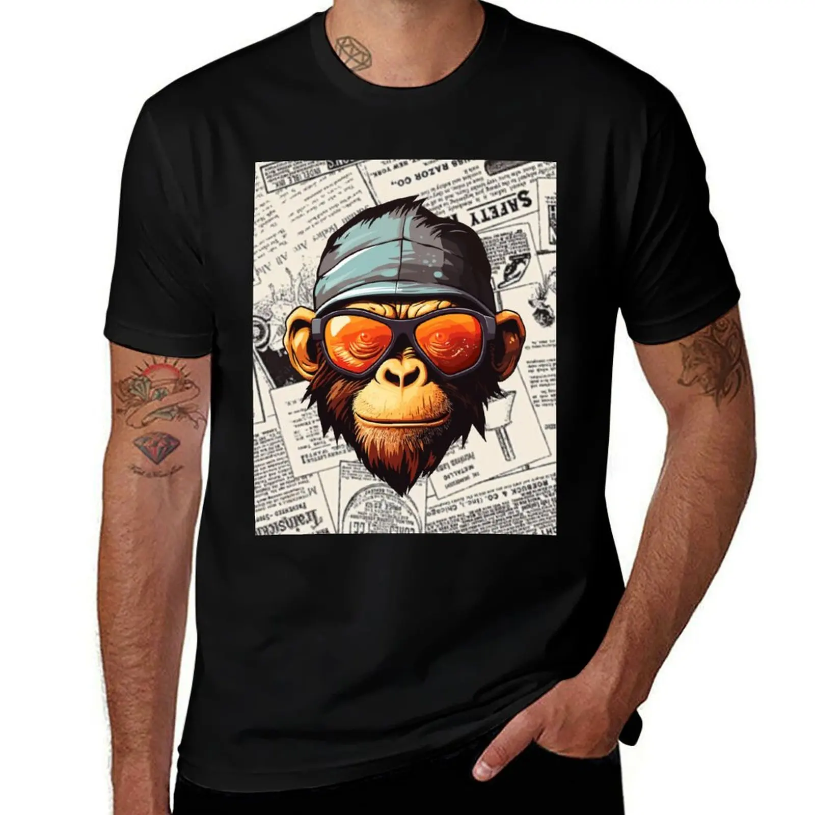 

Футболки с изображением обезьяны, футболки с природой, милые футболки с дикой природой, футболки в винтажном стиле. ,газета Футболка аниме футболка Футболка