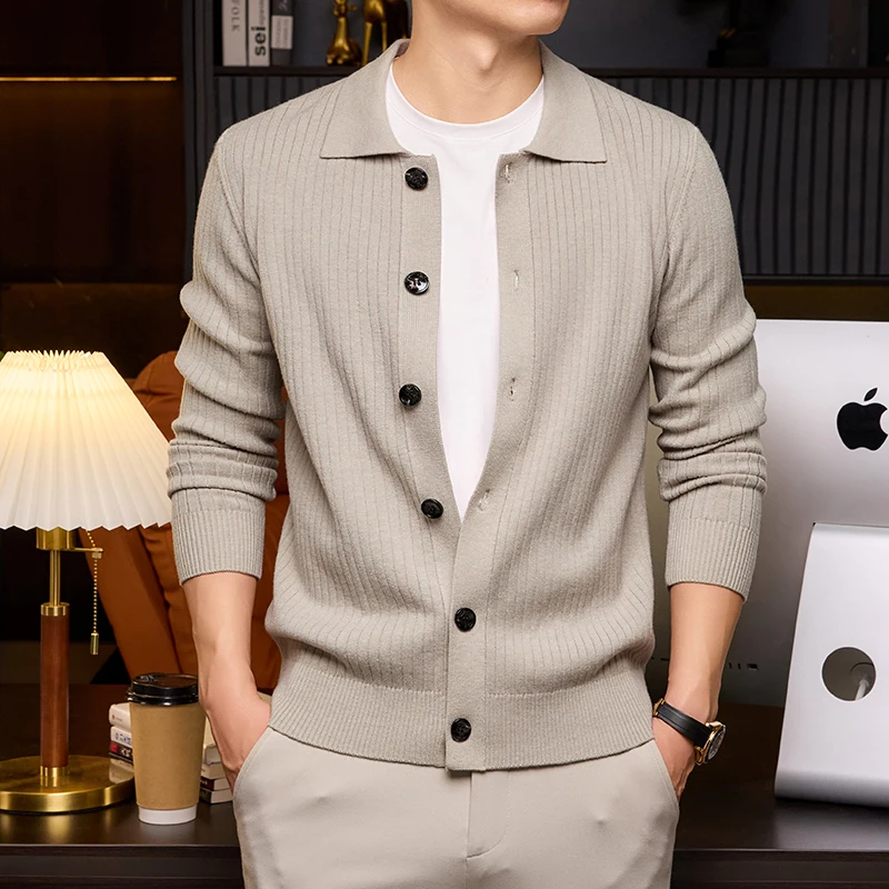 

Woolen Sweater Jacket with Collar, New Men's Knitted Cashmere Sweater for Autumn and Winter, Cardigan Trend