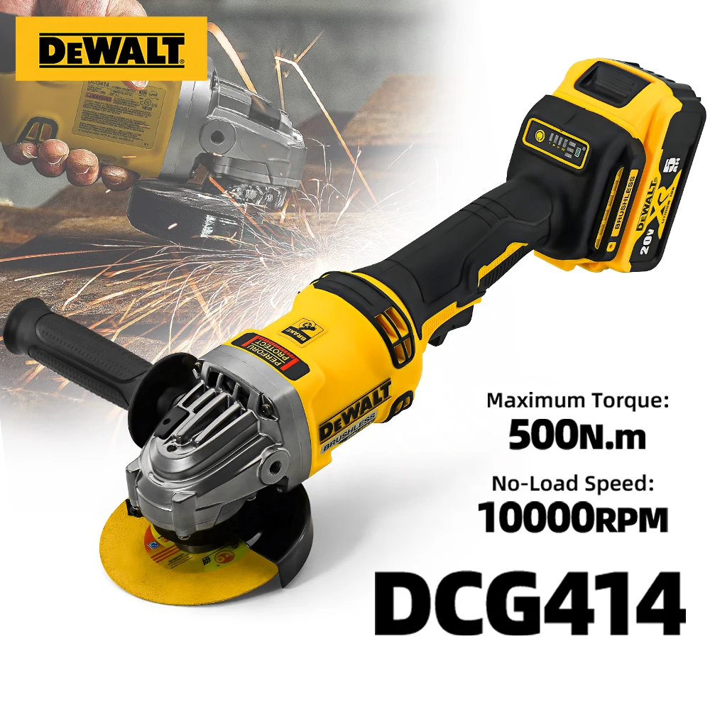 DeWalt 20V バッテリー DCG414 125 ミリメートル 100 ミリメートル 150 ミリメートルブラシレスアングルグラインダーコードレス切断機金属研削研磨電動工具