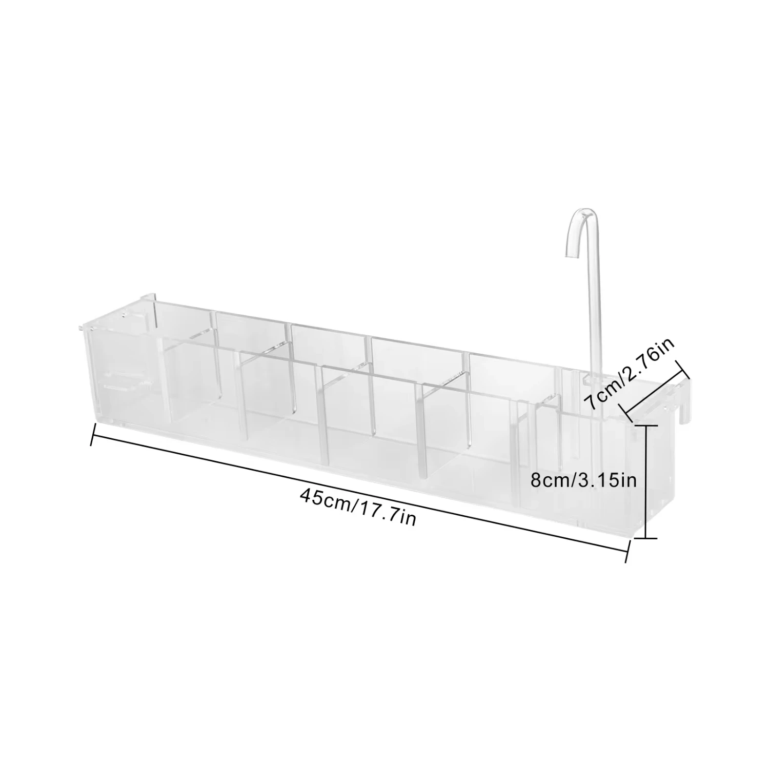 Sturdy Acrylic Fish Tank Filter Box - 6 Compartments with Adjustable   Easy Cleaning