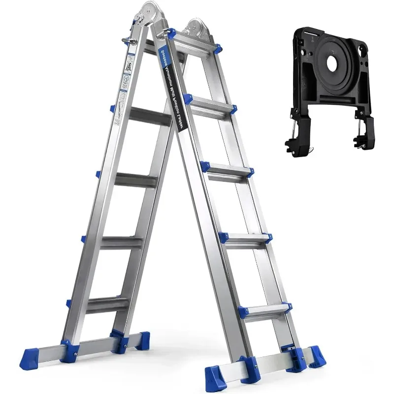 A Frame 5 Step Extension Ladder, 19 Ft Multi Position Ladder with Removable Tool Tray and Stabilizer Bar