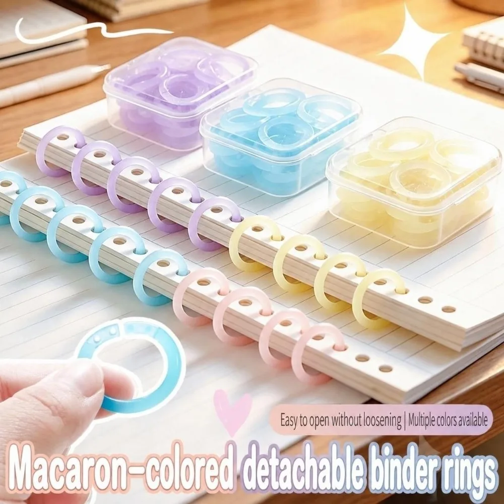 20Pcs Multi-functional Plastic Loose Leaf Rings 15mm Detachable Notebook Binding Rings Macaron Color Binder Rings Students