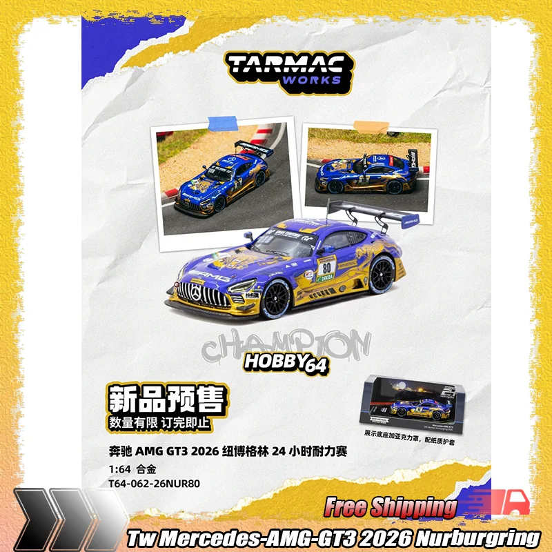 

Tw Tarmac Works 1:64 Mercedes-Amg-Gt3 2026 Nurburgring Alloy Miniature Die-Casting Car Model Custom Children'S Toy Gift Ornament