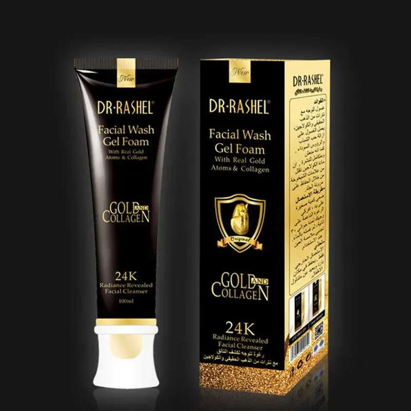 DR.RASHEL 24K Gold Atoms Collagen Whitening Facial Wash Gel Foam Cleanser Moisturizing Improve Fine Lines Dull Skin Brighten