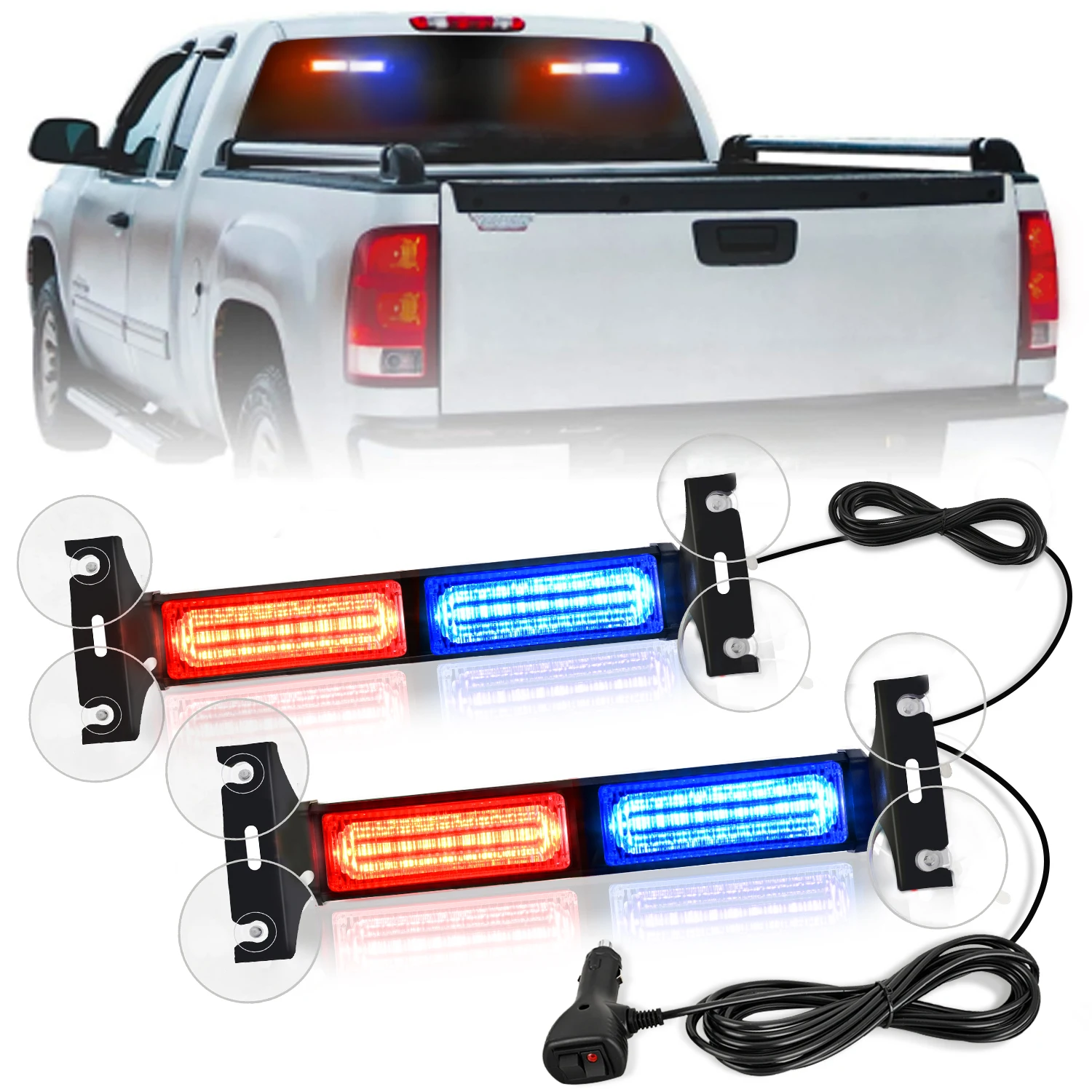 Nilight Car LED Strobe Light Bar.Front/Rear Windshield Visor Lights. Dash Safety Warning For Construction Tow 2pcs