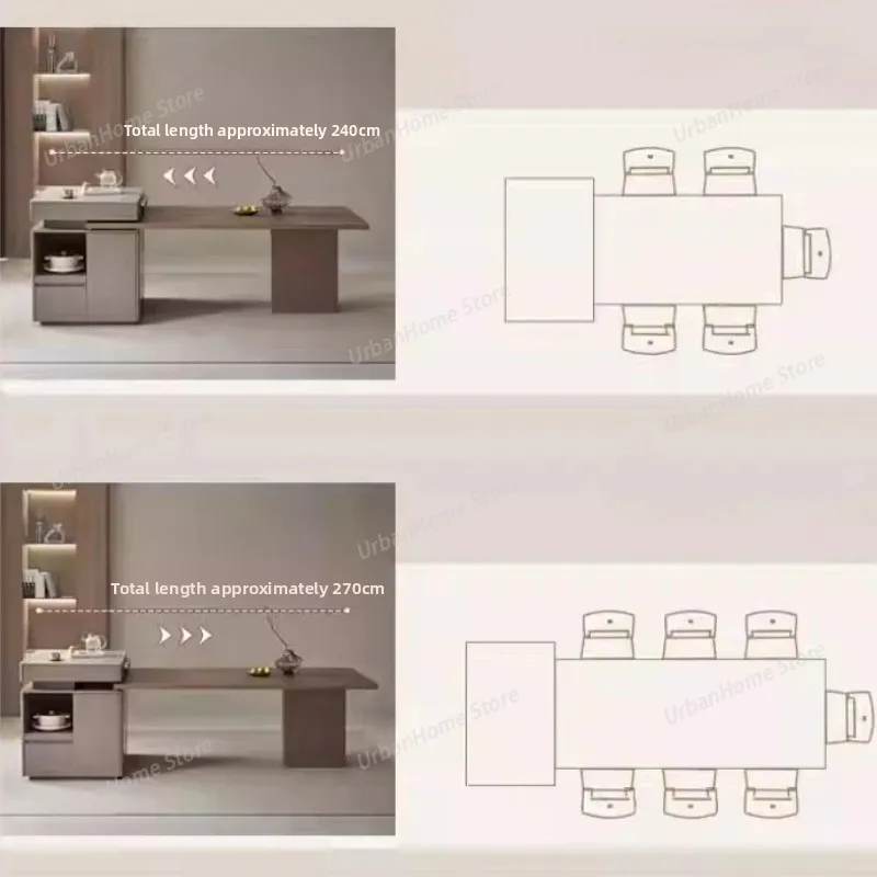 

Household Retractable Dining Room Furniture 2.4m 2.7m Minimalist Modern Multifunctional Storage Rock Slab Advanced Island Table