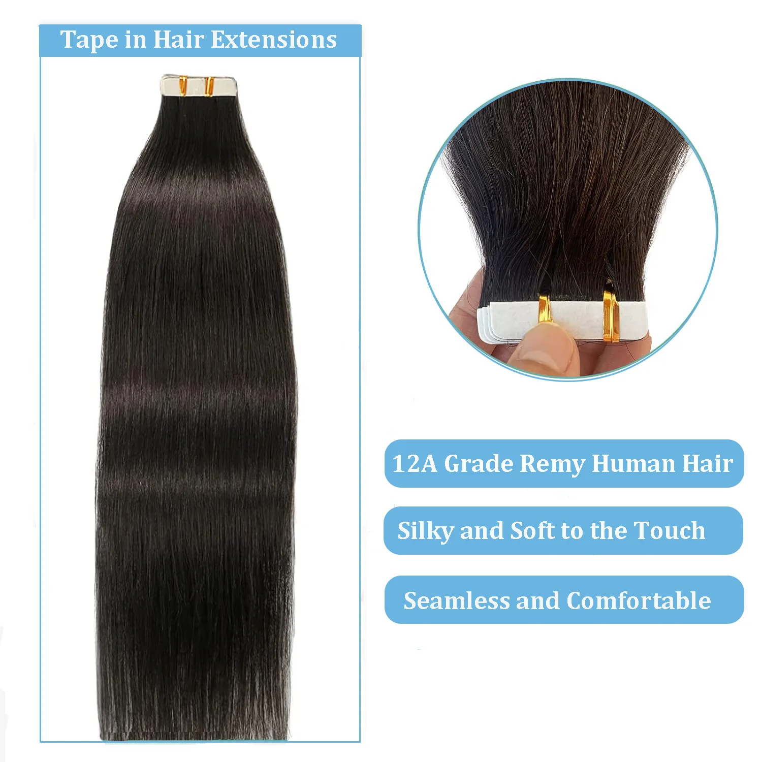 Tape in Human Hair Extension Straight Brazilian Human Hair Extension 2.5g 20pcs 50g Tapes Hair 100% Human Hair Natural Tape Hair image 5
