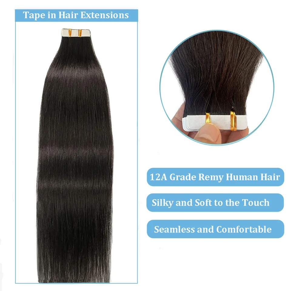 Tape In Hair Extensions 100% Remy human Hair Cuticle Skin  display picture 3