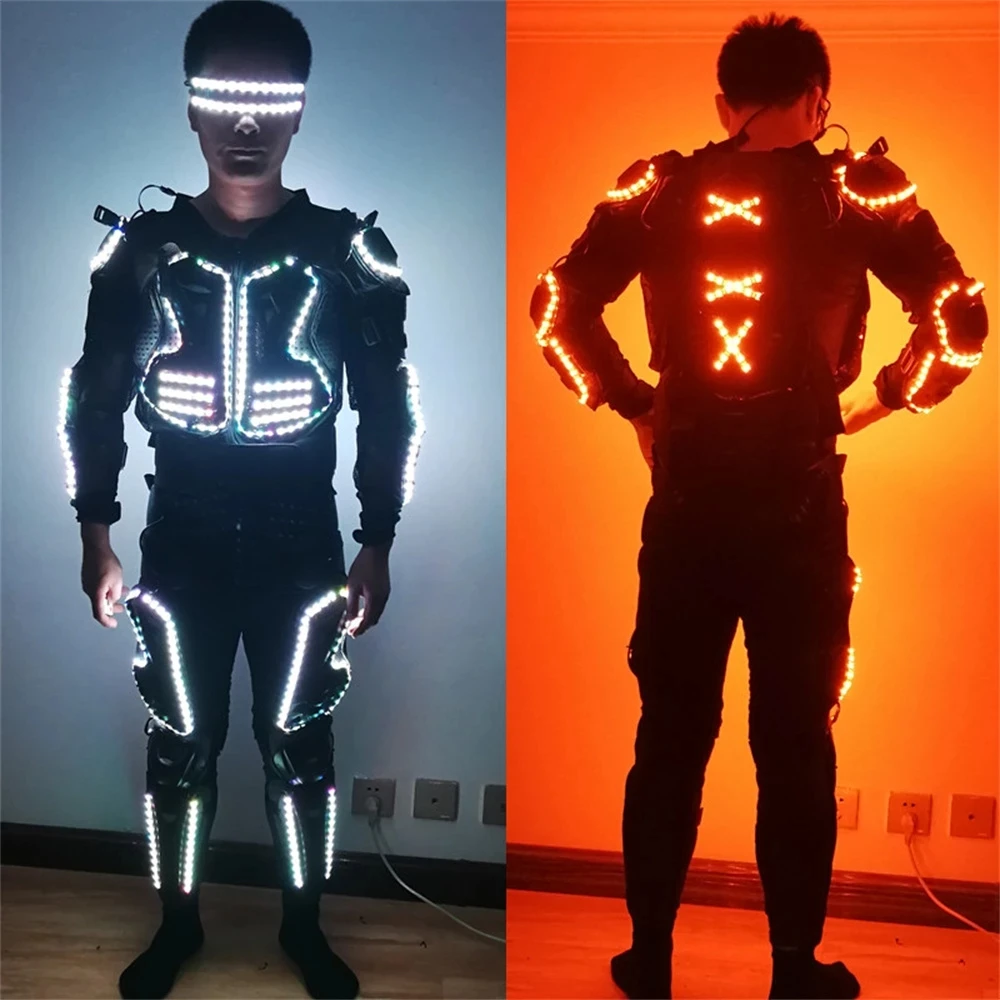 

LED Luminous Flashing Party Glasses Clothes Colorful LED Growing Stage Performance Armor Robot Men Suit Led Light Dance Costumes