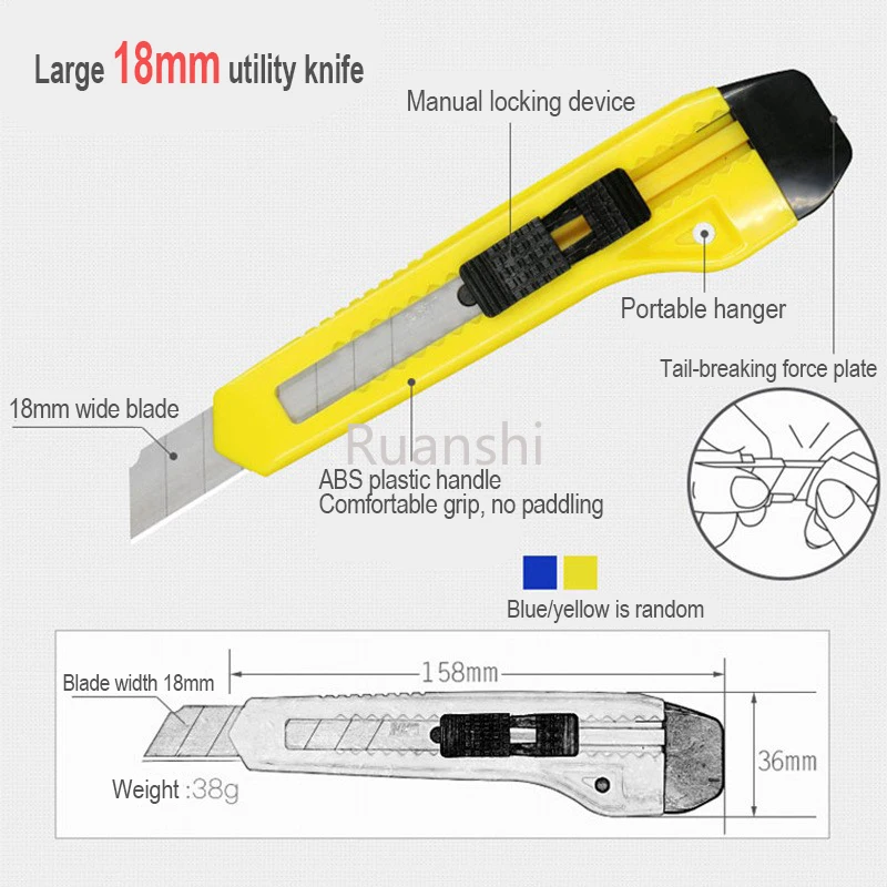 Wholesale SDI 18mm Large Utility Knife Tool Open Box Knife 0426D Paper cutting industrial tool craft knife cutter Wall cutting