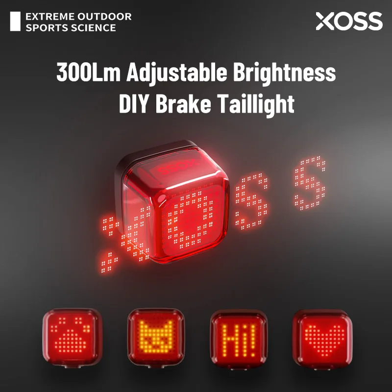XOSS Nebula Cycling Brake Taillight Team Sync Bicycle Rear Light DIY Patterns LED Rechargeable Waterproof Tail Light Bike Access