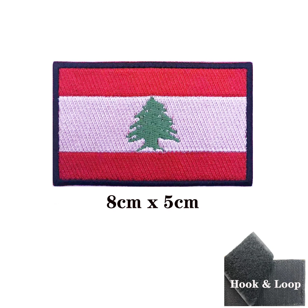 Lebanese flag Lebanon Patches Armband Embroidered Patch Hook & Loop Iron On Embroidery  Badge Military Stripe