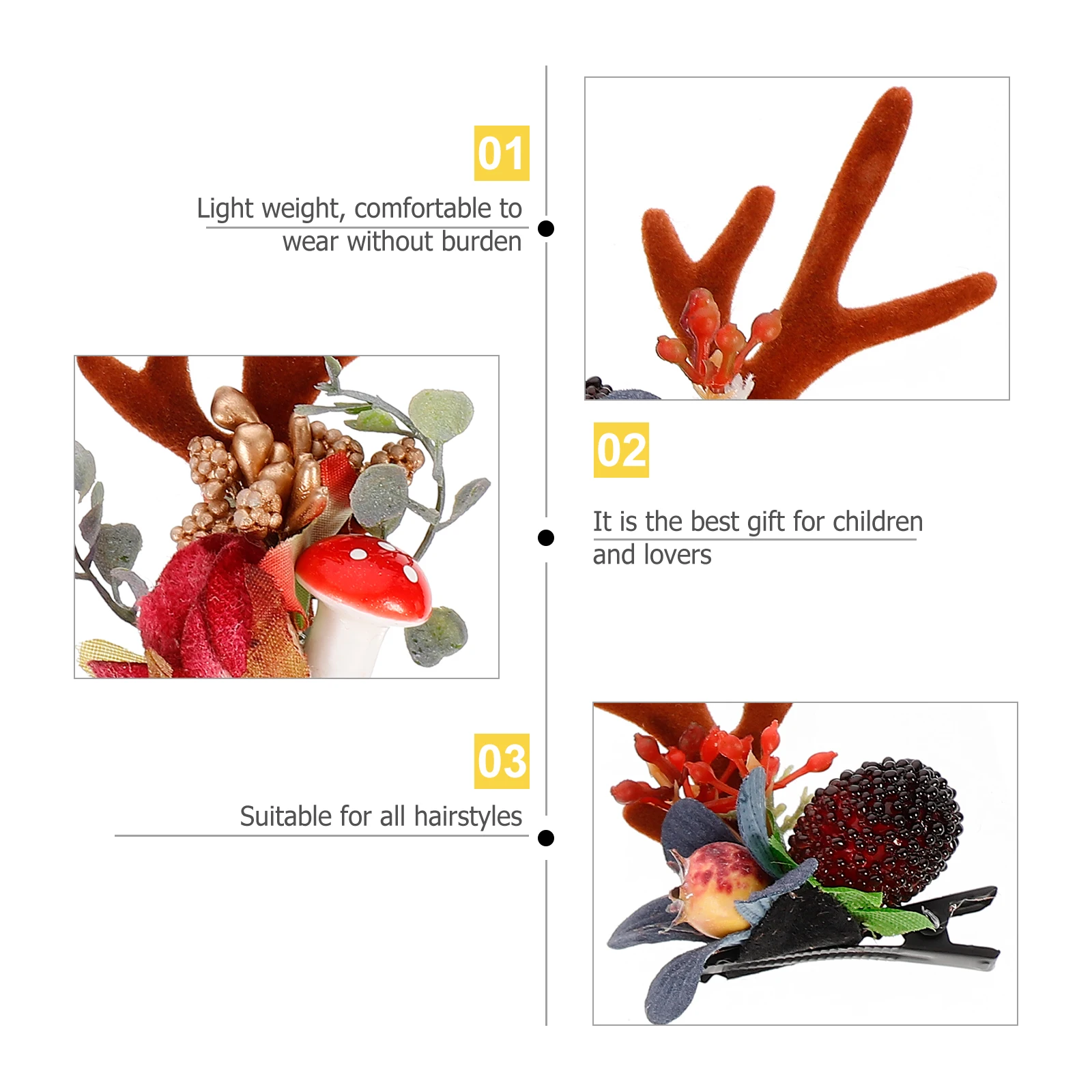 

Christmas Antlers Hair Clips Pine Cones Berry Barrettes Party Photography Accessories For Wedding Daily Wear