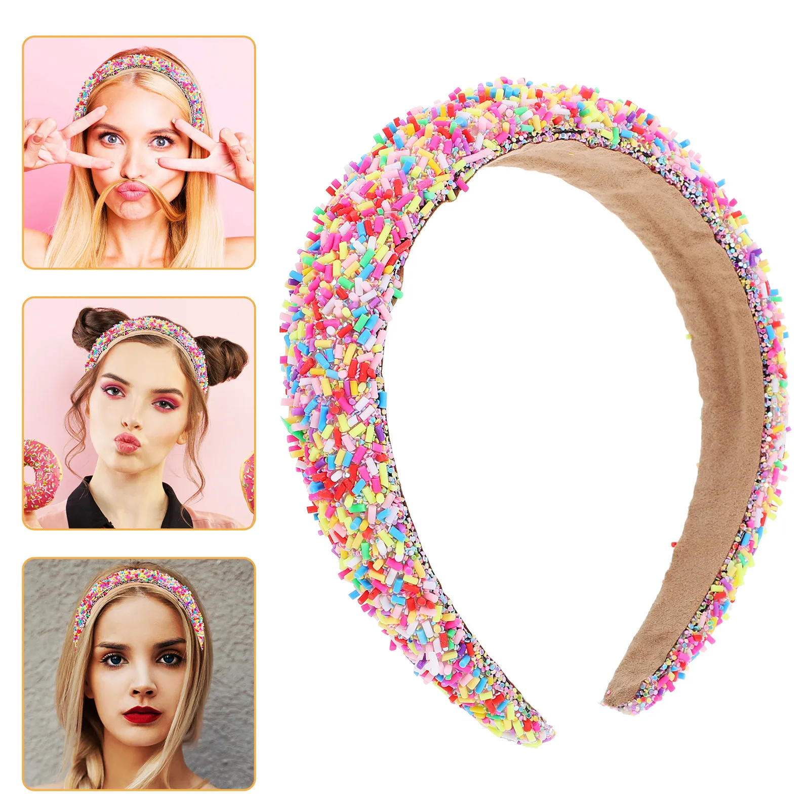 

Candy Color Embellished Wide Headband for Women Teen Girls Padded Comfortable Stylish Fashion Headband Accessory Elegant