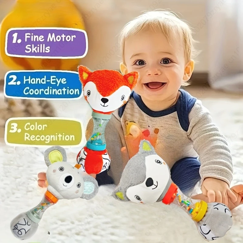 ของเล่นเขย่ามือรูปสุนัขจิ้งจอกสำหรับเด็ก - ปลอดภัย ไร้สารพิษ กระตุ้นประสาทสัมผัส พร้อมเสียงกรอบแกรบ ของขวัญสำหรับคริสต์มาส ฮาโลวีน วันเกิด