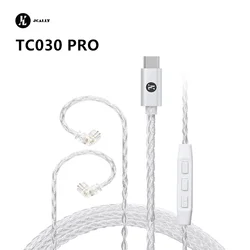 JCALLY TC30 Pro Silve 8 Cores 2Pin 0.78mm MMCX QDC KZ C Pin Type C Earphone Upgrade Cable with Mic for KZ ZSN PRO ZSX BL-03