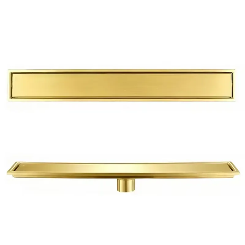 Stainless Steel JIBOO 24 Inch Polished Gold Modern Linear Shower Drain Rectangular Floor Drain Easy Installation for Bathroom